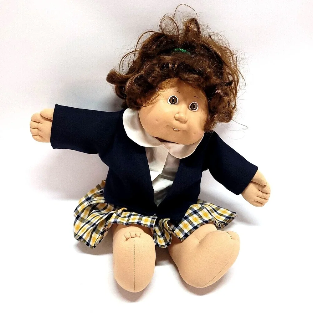 Vintage Cabbage Patch Kids 1986 Cornsilk Brunette 2 Teeth School Girl Doll 17